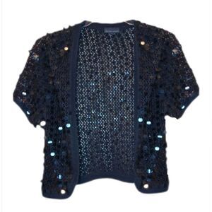 New York and Co. Black Short Sleeve Sequin Shrug Size M/L Party Club Whimsygoth